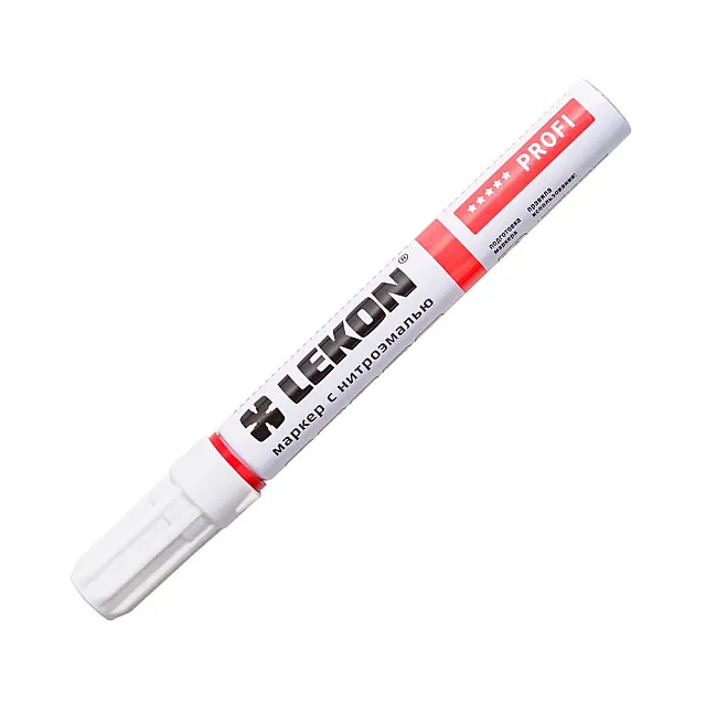 Маркер Lekon Profi с нитроэмалью овальный наконечник красный 4 мм