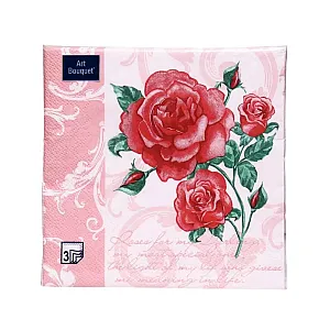 Салфетки декоративные Art Bouguet Романтические розы на розовом 57270 33*33 см 3 слоя 20 шт