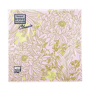 Салфетки декоративные Bouquet Home Collection Золотые цветы на сиреневом 57758 33*33 см 3 слоя 20 шт