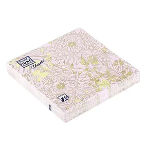 Салфетки декоративные Bouquet Home Collection Золотые цветы на сиреневом 57758 33*33 см 3 слоя 20 шт