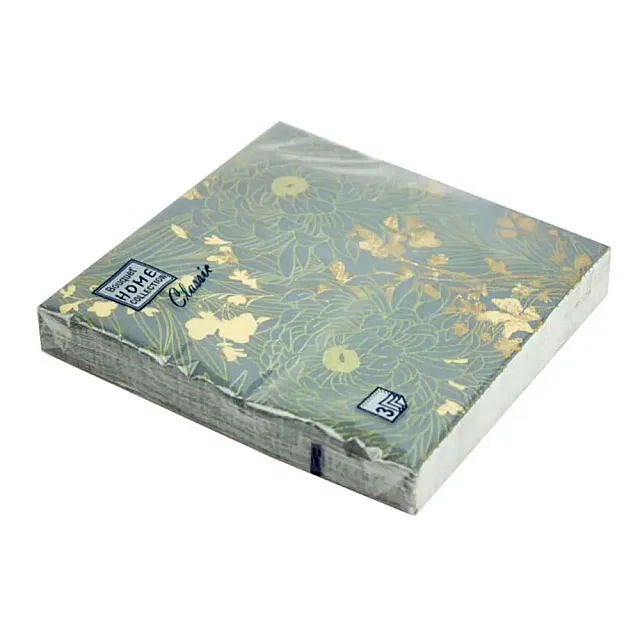 Салфетки декоративные Bouquet Home Collection Золотые цветы Gray 57759 33*33 см 3 слоя 20 шт