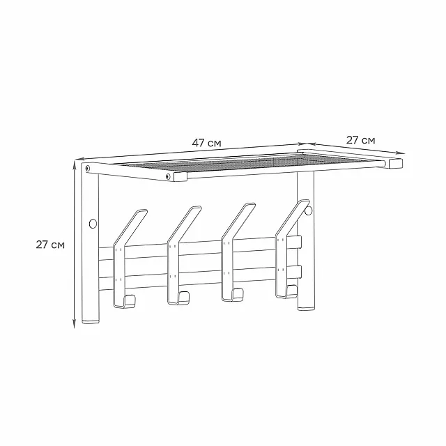 Вешалка ЗМИ Торонто 11 ВСПТ11 с полкой черный