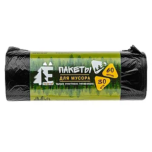 Мешки для мусора Ромашка Е-Ромашка ЕЛР60-30/35 черные 60 л 30 шт