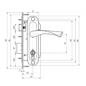 Замок врезной Зенит ЗВ7-70.4 медь