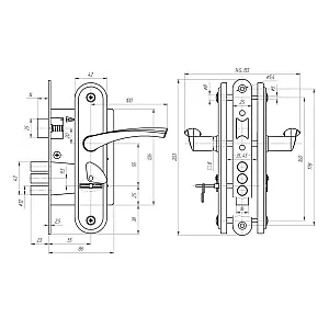 Замок врезной Зенит ЗВ9-4.2 медь