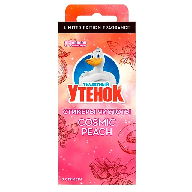 Средство для очистки унитаза Туалетный Утенок Стикер чистоты Cosmic Peach 3*10 г
