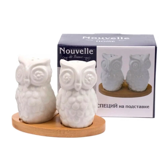 Набор для специй Nouvelle Home 2632041 код 670607 фарфоровый на бамбуковой подставке 2 предмета Набор для специй Nouvelle Home 2632041 код 670607 фарфоровый на бамбуковой подставке 2 предмета