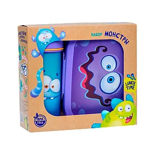 Набор посуды Пластишка Монстры детский пластмассовый сиреневый 2 предмета