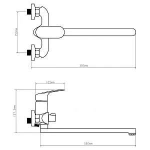 Смеситель для ванны Econoce EC0253 серия 250 D35-A хром