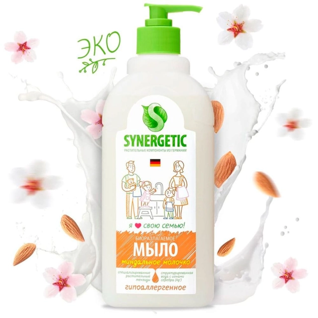 Мыло жидкое Synergetic Миндальное молочко увлажняющее гипоаллергенное 500 мл Мыло жидкое Synergetic Миндальное молочко увлажняющее гипоаллергенное 500 мл