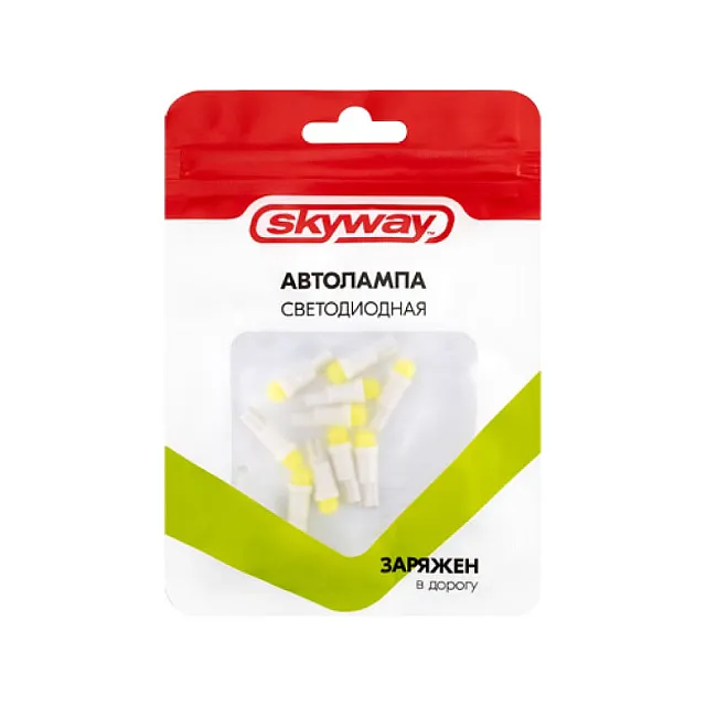 Автолампа диодная Skyway S08201215 T5 /W1.2W 12V 1 COB 10 шт