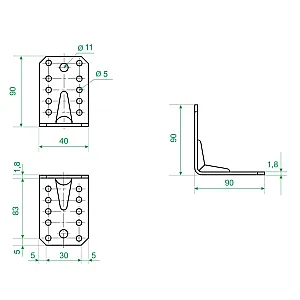 Угол крепежный Роскреп KUU-90*40 усиленный