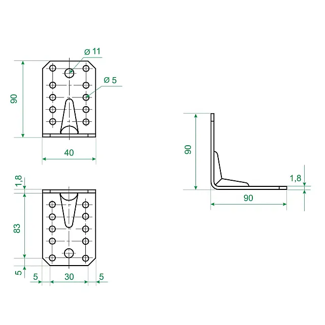 Угол крепежный Роскреп KUU-90*40 усиленный