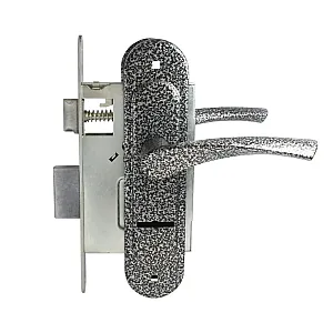 Замок врезной Птимаш 3В9-4.07 с ручкой с пружиной серебро