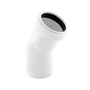 Отвод для внутренней канализации МультиМирПласт 32 мм 45° с кольцом белый