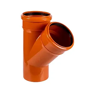 Тройник для наружной канализации МультиМирПласт 110*110 мм 45° рыжий SN4 с кольцом