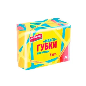Губки для посуды Avikomp Макси Есо Technology 40561 85*60*25 мм микс 5 шт