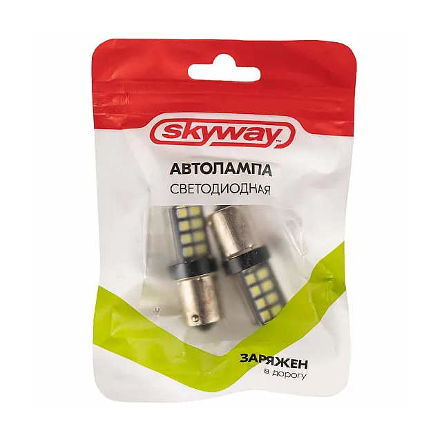 Автолампа диодная Skyway S08202072 S25/P21/5W 12/24V 16 SMD 2 шт