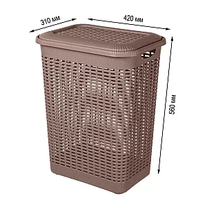 Корзина для белья Econova 431293414 пластмассовая коричневая 50 л