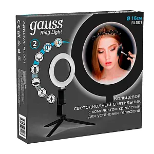 Светильник кольцевой Gauss RL001 с комплектом креплений для установки телефона USB
