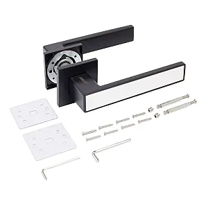 Ручка дверная Аллюр Лана BL/W 861511 13803 матовый черный/белый