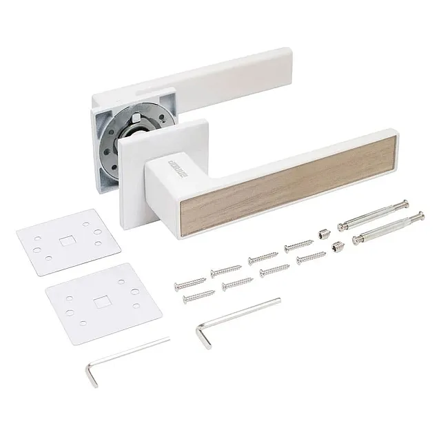 Ручка дверная Аллюр Лана W/светло-серое дерево 8611SSD 13814 матовый белый/светло-серое дерево