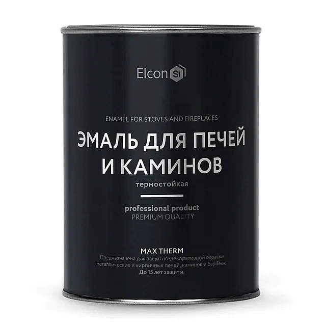 Эмаль термостойкая Elcon Max Therm 1200°С для печей и каминов черная 0.8 кг