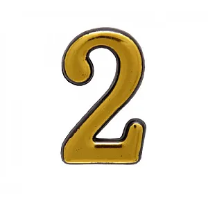 Цифра дверная 2 Аллюр пластиковая клеящаяся золото 50 мм