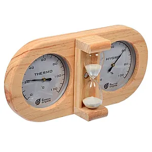 Термометр с гигрометром Банные штучки Банная станция 18028 с песочными часами