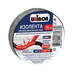 Изолента Unibob 57729 на основе ткани прорезиненная черная 70 гр
