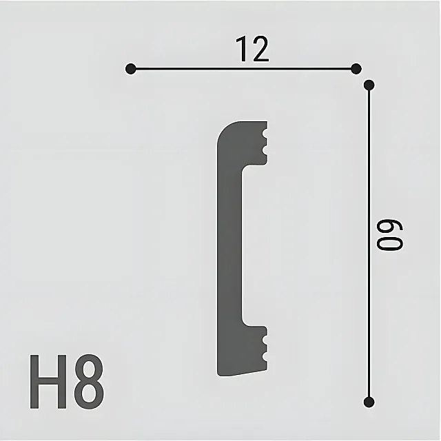 Плинтус напольный Де-багет XPS polymer H 8 60*12 мм