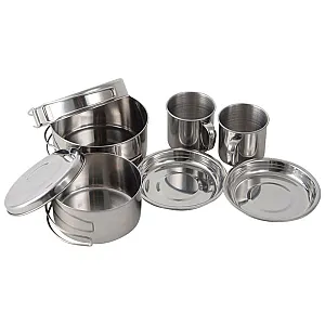 Набор посуды походный Ecos Camp-S11 из нержавеющей стали 8 предметов