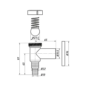 Минисифон ORIO AX-2232 для стиральной машины пластиковый хром