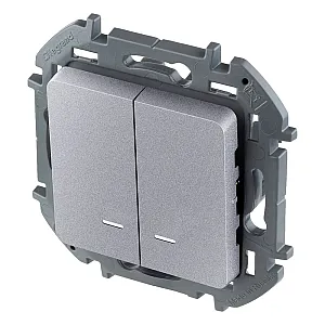 Выключатель Legrand Inspiria 673632 2 клавиши с подсветкой алюминий