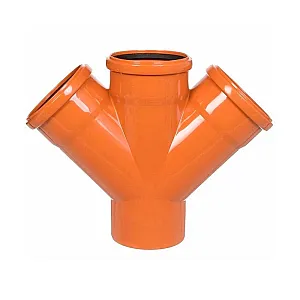 Крестовина для наружной канализации Valfex 33110110 110*110*110*110 мм 45° рыжая