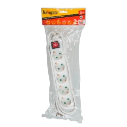 Удлинитель Navigator NPE-S-05-300-ESC-3*0.75 с заземлением и выключателем 5*3 м