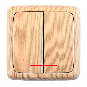 Выключатель Hegel Alfa ВА10-154-02 2 клавиши с индикацией сосна