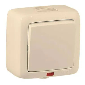 Выключатель Hegel Alfa ВА10-212-01 с подсветкой 1 клавиша слоновая кость