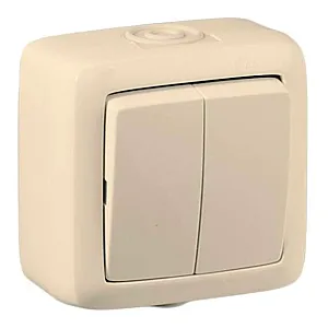 Выключатель Hegel Alfa ВА10-251-01 2 клавиши слоновая кость