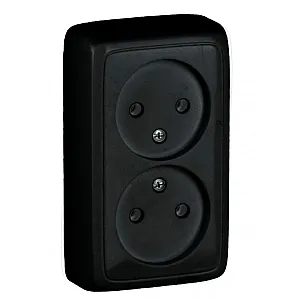 Розетка Hegel Alfa РА16-143-08 двойная без заземления черный