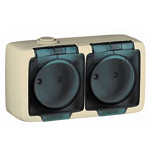 Розетка Hegel Alfa РА16-241-01 2 гнезда без заземления с крышкой слоновая кость