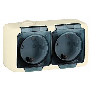Розетка Hegel Alfa РА16-251-01 2 гнезда с заземлением с крышкой слоновая кость