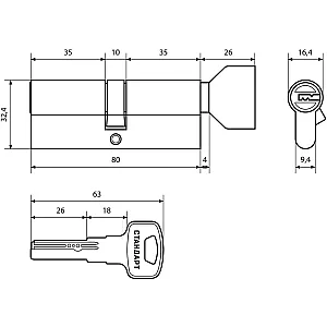 Евроцилиндр Стандарт Z.F.80В-5K SN