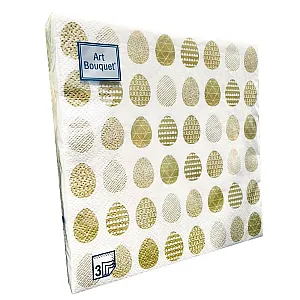 Салфетки декоративные Art Bouguet Пасхальные яйца Золото 25030 33*33 см 3 слоя 20 шт