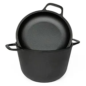 Кастрюля Гардарика 1306-4 чугунная с крышкой-сковородой чугунной 24 см 6 л