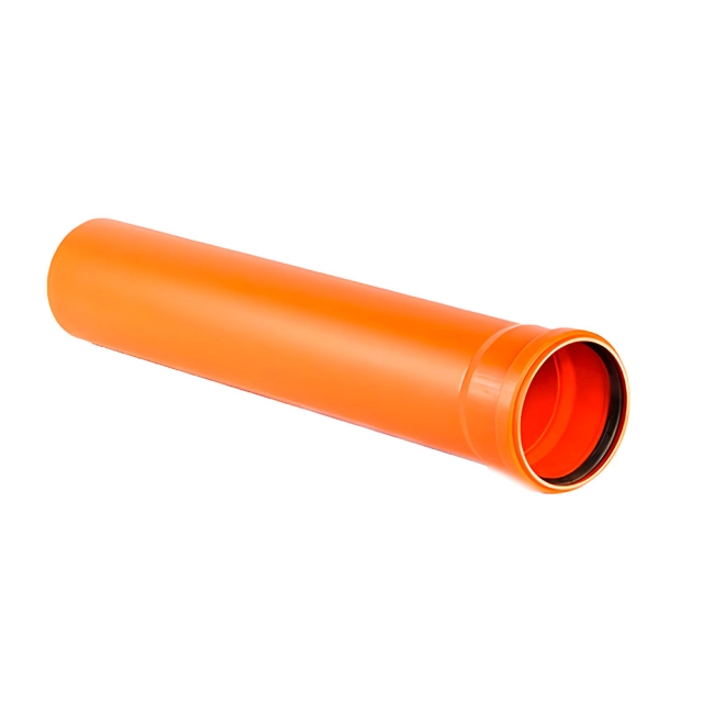 Труба для наружной канализации Valfex 110*3.4*1000 мм с раструбом рыжая Труба для наружной канализации Valfex 110*3.4*1000 мм с раструбом рыжая