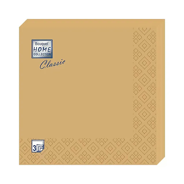 Салфетки декоративные Bouquet Home Collection Classic GOLD 37005 33*33 см 3 слоя 20 шт