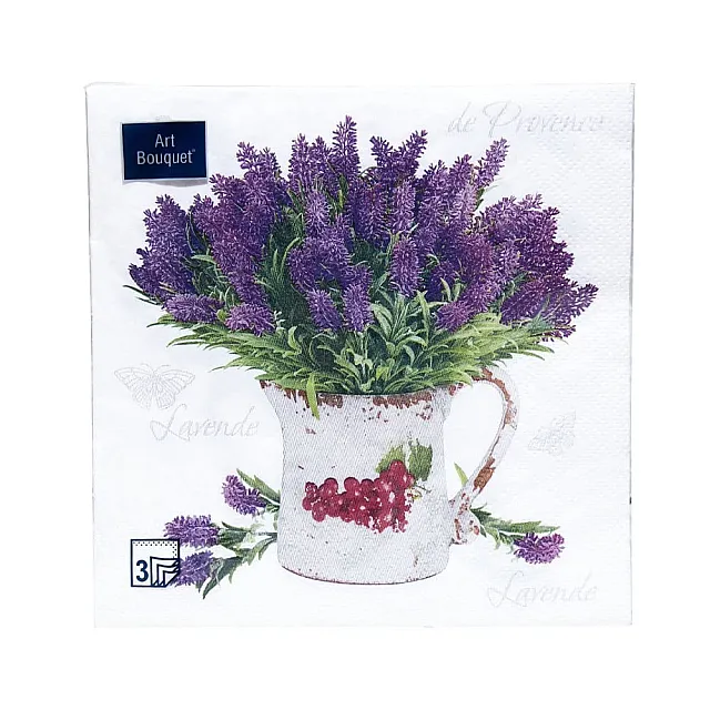 Салфетки декоративные Art Bouguet Лаванда 37393 33*33 см 3 слоя 20 шт