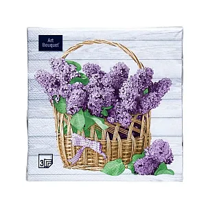 Салфетки декоративные Art Bouguet Корзина с сиренью 37410 33*33 см 3 слоя 20 шт