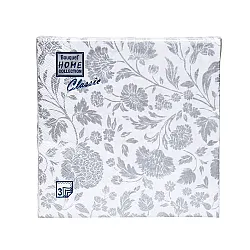 Салфетки декоративные Bouquet Home Collection Classic Анжелика Серебро на белом 37694 33*33 см 3 слоя 20 шт